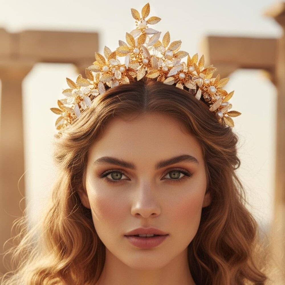 Gold Leaf Headband Alloy Roman Laurel Crown Wedding Prom Costume Accessory - Picture 2 of 7